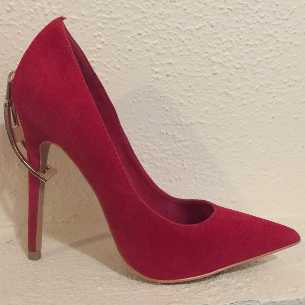Red High Heels with gold